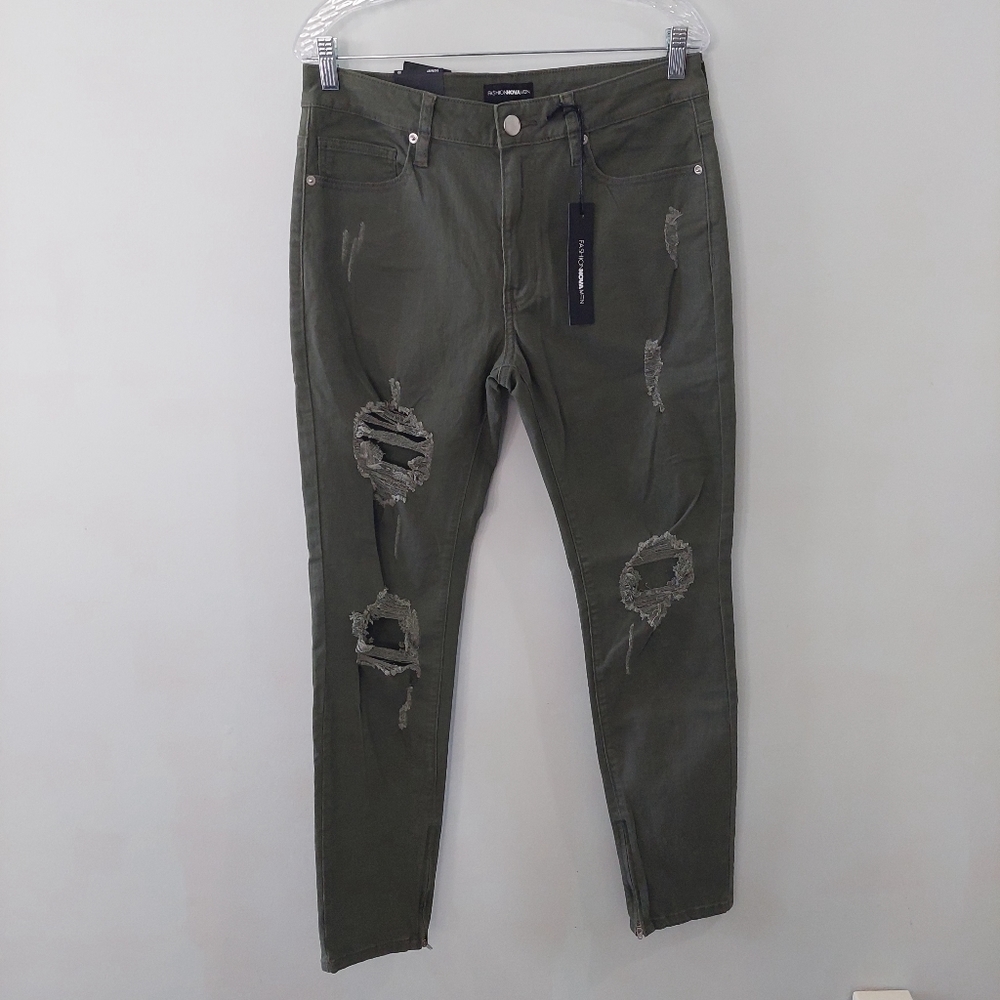 Fashion Nova Men Point of View Skinny jean size 32 inseam 32 zipper hem